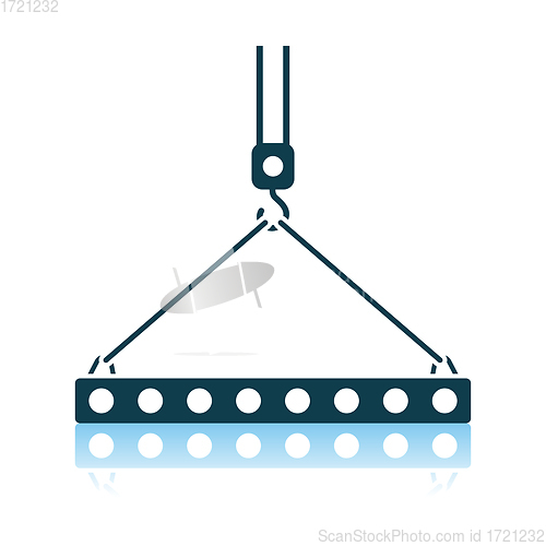 Image of Icon Of Slab Hanged On Crane Hook By Rope Slings