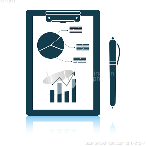 Image of Writing tablet with analytics chart and pen icon