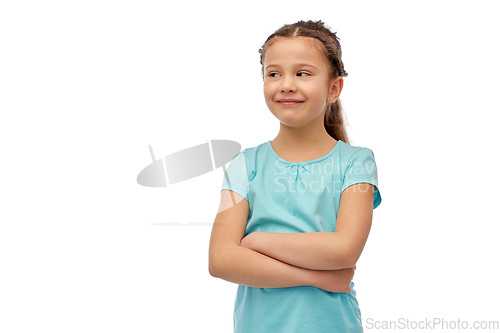 Image of happy smiling little girl with crossed arms
