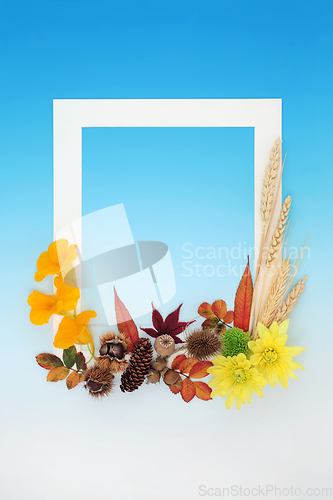 Image of Autumn and Thanksgiving Colourful Abstract Background Border