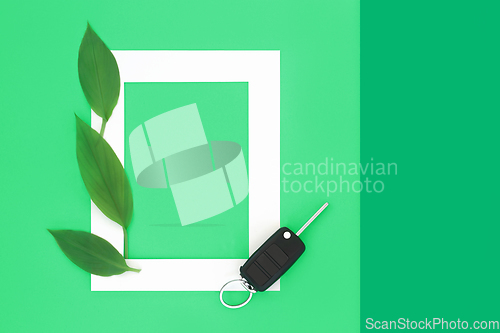 Image of Green Clean Energy Design with Key Fob and Leaves