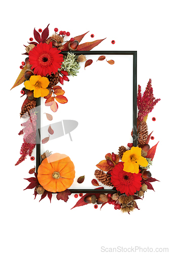 Image of Colourful Autumn Halloween Abstract Floral Frame