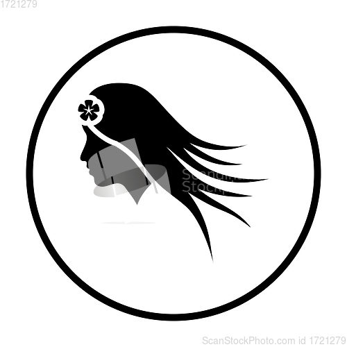 Image of Woman Head With Flower In Hair Icon