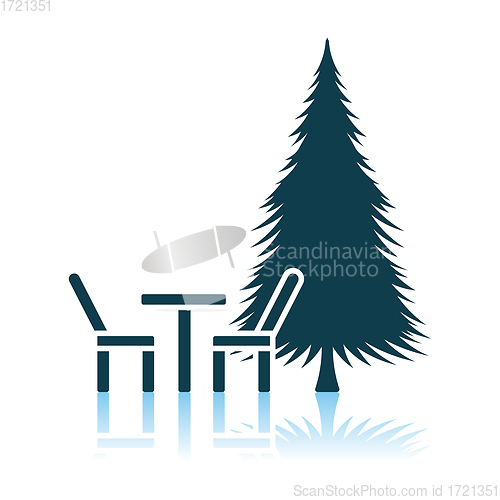 Image of Park Seat And Pine Tree Icon