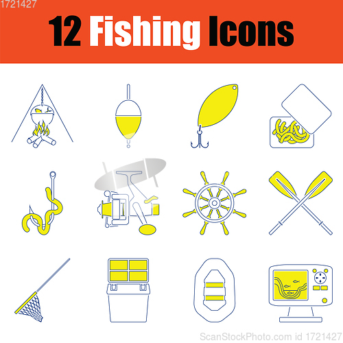 Image of Fishing icon set