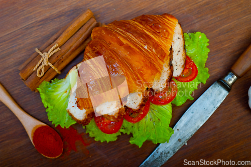 Image of savory croissant brioche bread with chicken breast