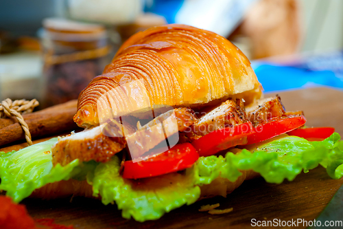 Image of savory croissant brioche bread with chicken breast