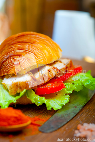 Image of savory croissant brioche bread with chicken breast