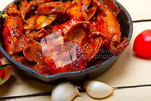 Image of fresh seafoos stew on an iron skillet