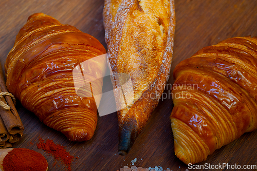 Image of French fresh croissants and artisan baguette tradition