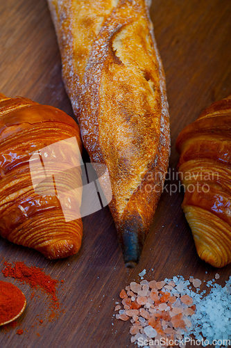 Image of French fresh croissants and artisan baguette tradition