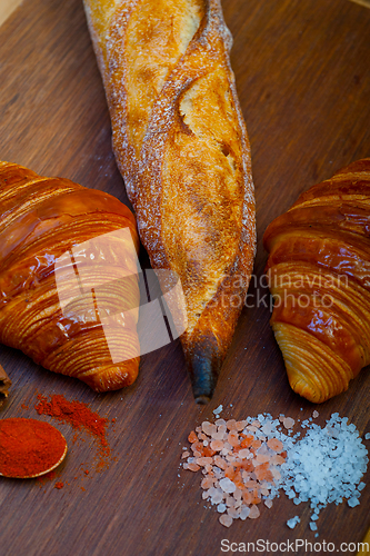 Image of French fresh croissants and artisan baguette tradition