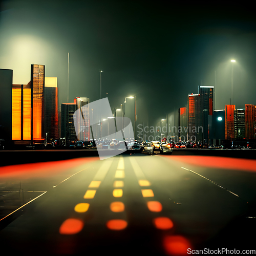 Image of Night city illustration with neon glow and vivid colors.