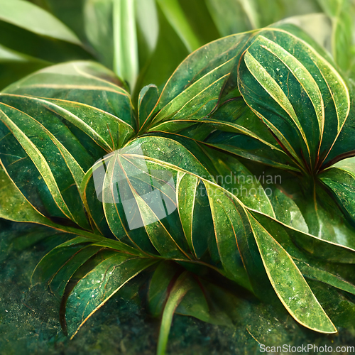 Image of Nature view of green tropical plants leaves  background.