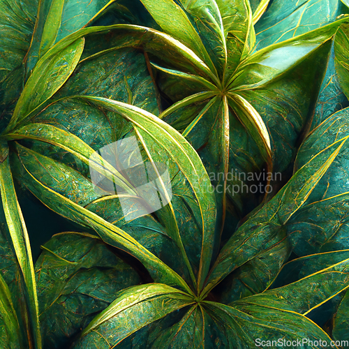 Image of Nature view of green tropical plants leaves  background.