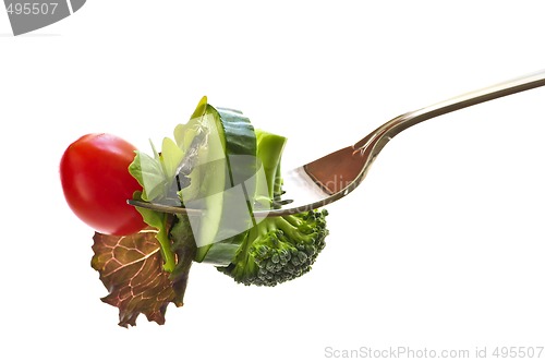 Image of Fresh vegetables on a fork