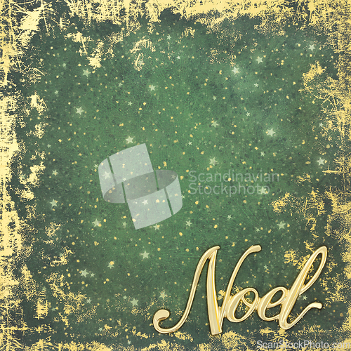 Image of Gold Noel Sign on Festive Grunge Christmas Background 