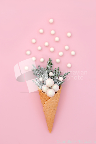 Image of Christmas Surreal Ice Cream Cone with Baubles