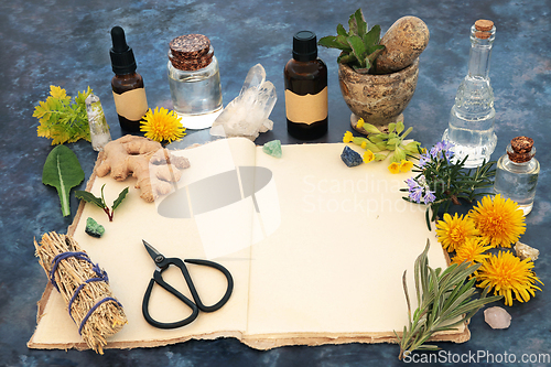 Image of Preparing Natural Herbal Remedies with Recipe Book