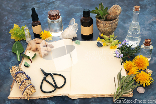 Image of Preparing Natural Herbal Remedies with Recipe Book