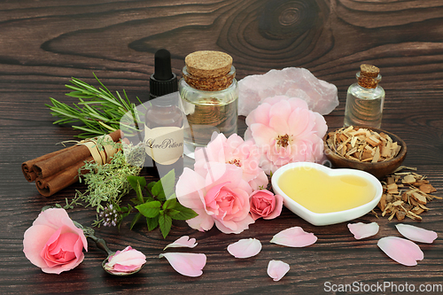 Image of Mystical and Wiccan Magical Love Potion Ingredients 