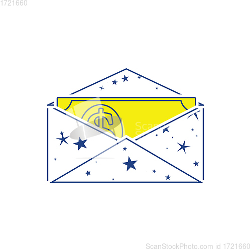 Image of Birthday gift envelop icon with money  