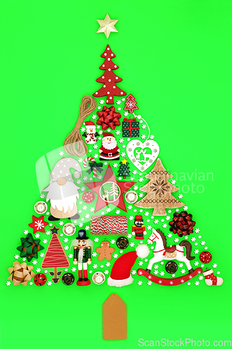 Image of Christmas Tree Shape Concept with Old Fashioned Decorations