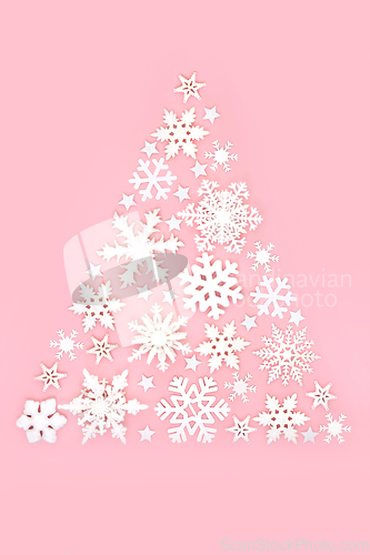 Image of Christmas Tree Snowflake Decoration Abstract Festive Concept 