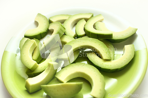 Image of Slices of avocado on a plate