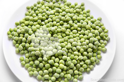 Image of Frozen green peas on a plate