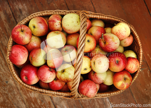 Image of Bright tasty ripe apples in a basket