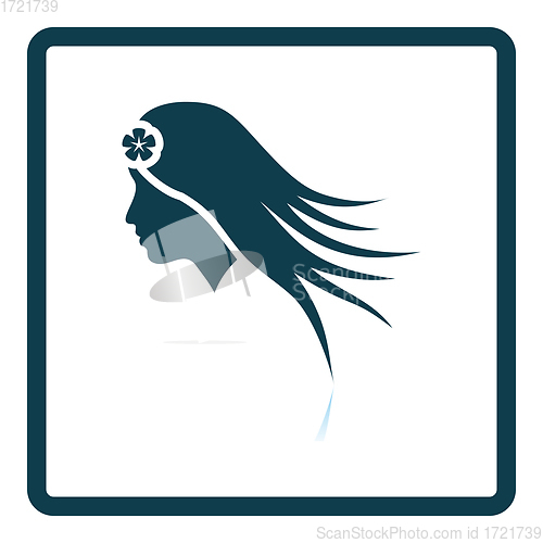 Image of Woman Head With Flower In Hair Icon