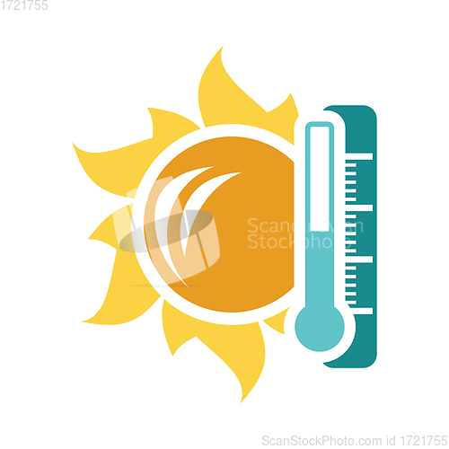 Image of Sun and thermometer with high temperature icon