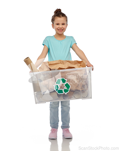 Image of smiling girl sorting paper waste