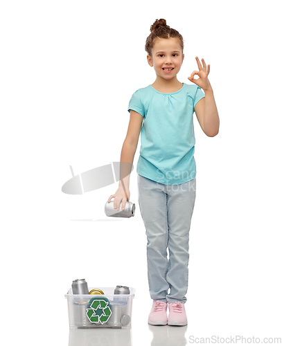 Image of smiling girl sorting metallic waste