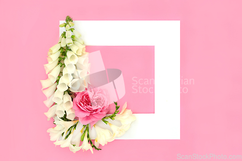 Image of Rose Foxglove and Fresia Flower Summer Background Border