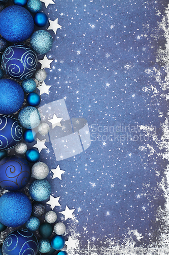 Image of Christmas Star and Glitter Bauble Decorative Background Border