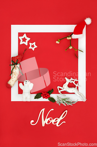 Image of Noel Sign Background with Christmas Eve Symbols