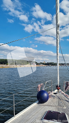 Image of View from the bow of the yacht on a summer day