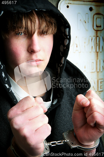 Image of teenager in handcuffs