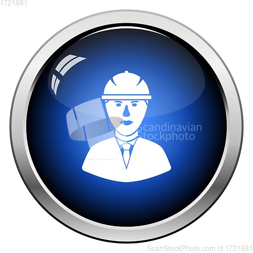 Image of Icon Of Construction Worker Head In Helmet