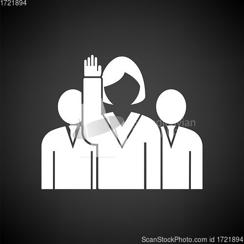 Image of Voting Lady With Men Behind Icon