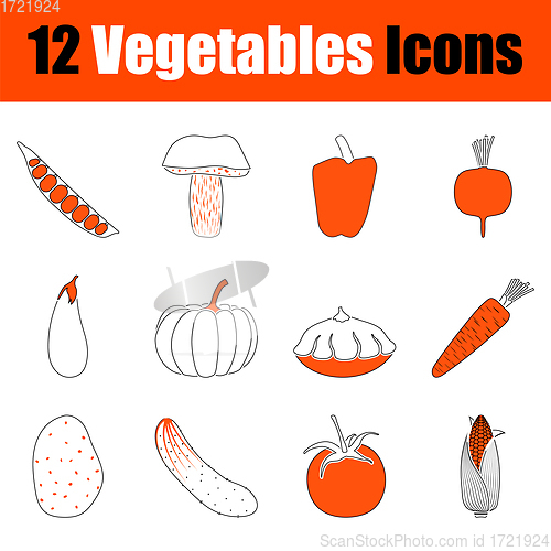 Image of Set of 12 Vegetables Icons