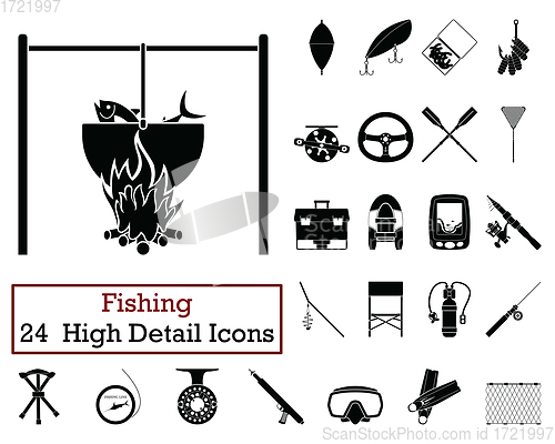 Image of Set of 24  Fishing Icons