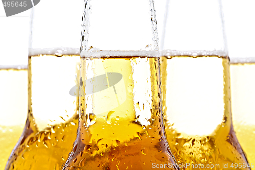 Image of beer closeup on white