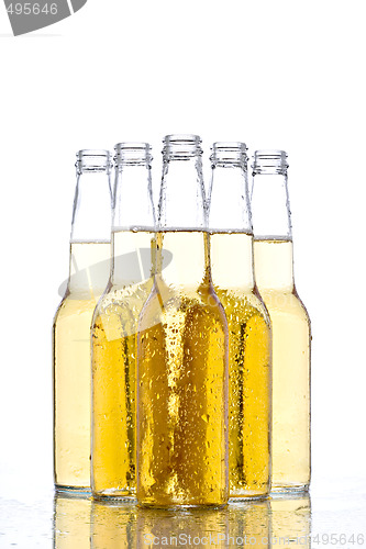 Image of beer bottles on white