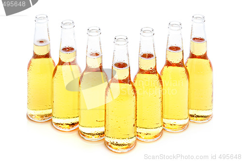 Image of beer bottles group isolated