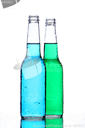 Image of alcohol bottles on white