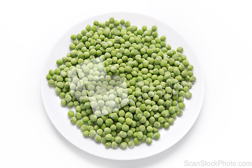 Image of Frozen green peas on a plate