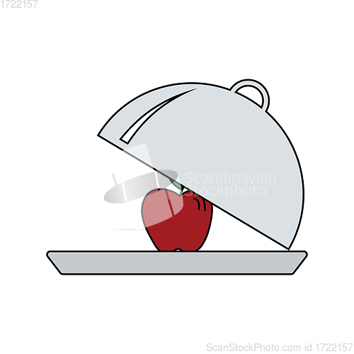 Image of Flat design icon of Apple inside cloche